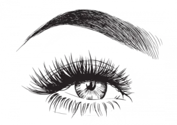 a black and white drawing of a woman's eye