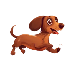 a brown dog running on a white background