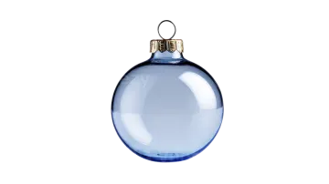 a blue christmas orname on a white background