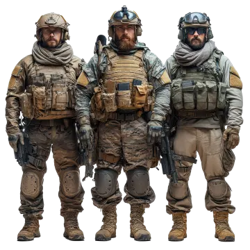 a group of men dressed in military gear