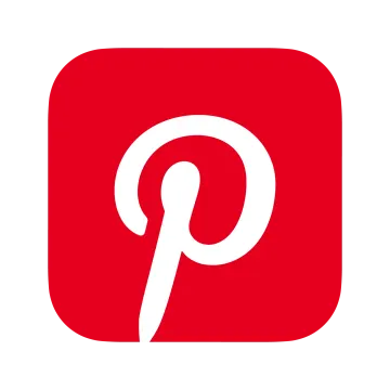 a red and white logo with the letter p