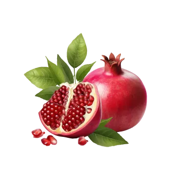 a pome with green leaves and red fruit