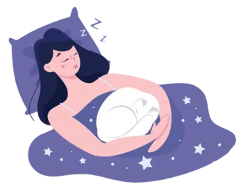 a woman sleeping in bed with her head on the pillow
