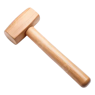 a wooden hammer on a white background