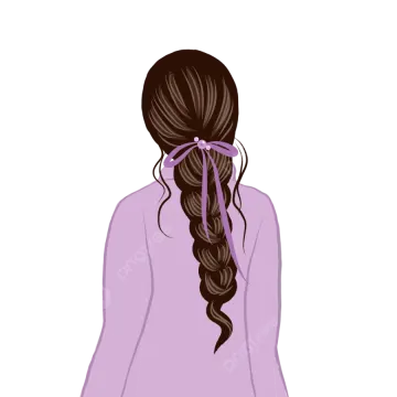the back view of a woman with long hair in a ponytail