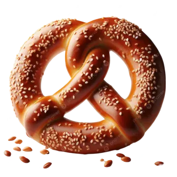 two pretzes with sesame seeds - food objects