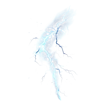 a blue lightning bolt on a white background
