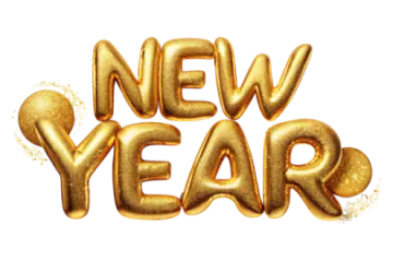 a gold foil balloon with the words new year