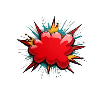 a red heart in the center of an explosion