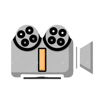 a movie camera icon on white background