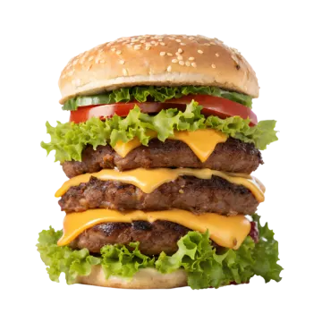 a hamburger with cheese, tomato and lete