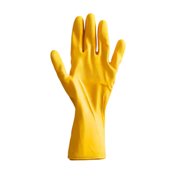 a pair of yellow gloves on a white background