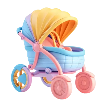 a toy stroller with a baby in it