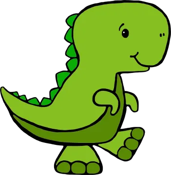 a green dinosaur sitting on the ground