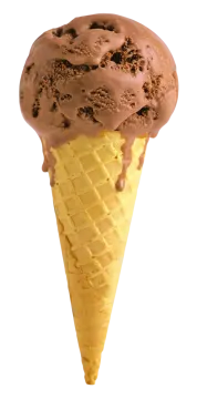 an ice cream cone filled with chocolate and chocolate