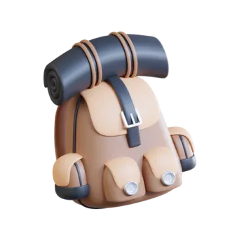 the back of a brown and black backpack