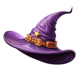 a purple witch hat with a star on it