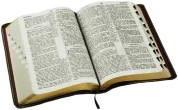 an open bible on a white background