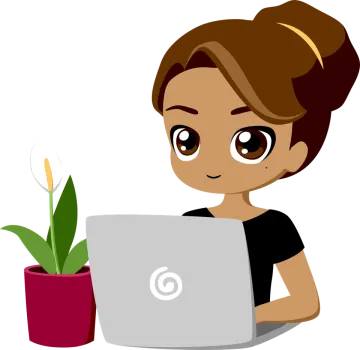 a woman sitting at a desk with a laptop