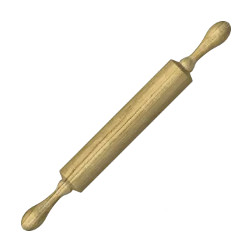 a wooden dowe with a wood handle