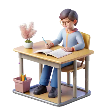 a person sitting at a desk and writing