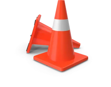 an orange traffic cone on a white background