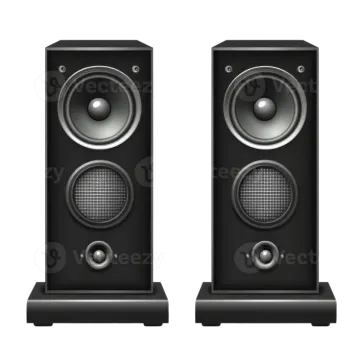 a pair of speakers on white background