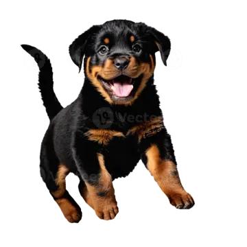 a small black and brown dog with its tongue out
