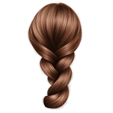 a woman with long brown hair in a ponytail