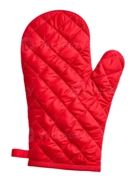 a red oven mit on a white background