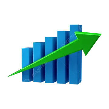a green arrow pointing upward over a blue bar chart