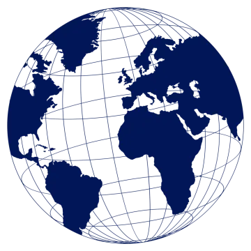 a blue and white globe on a white background