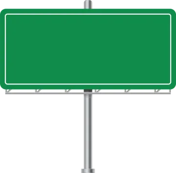 a green road sign on a white background