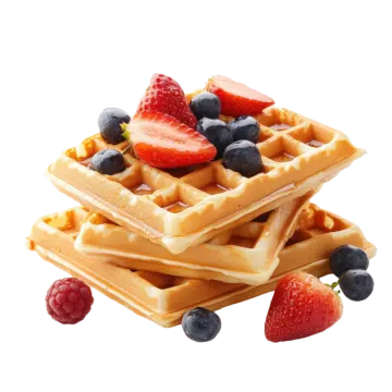 a stack of was with berries and strawberries