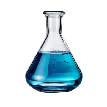 a blue liquid bottle filled with water
