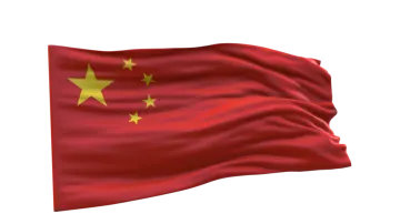a chinese flag flying in the wind