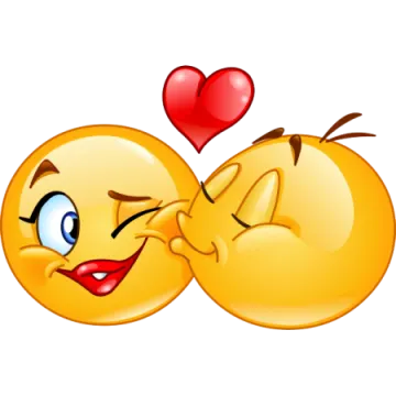 two yellow smiley faces with hearts in their mouths