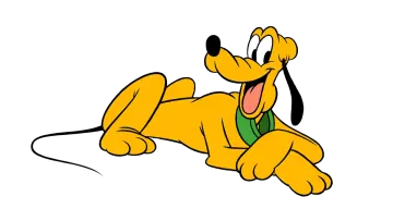 a cartoon dog laying down on the ground