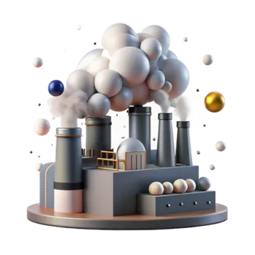 an illustration of a factory with smoke coming out of it
