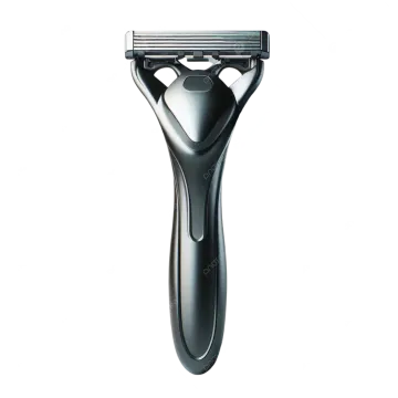 a black and silver razor on a white background