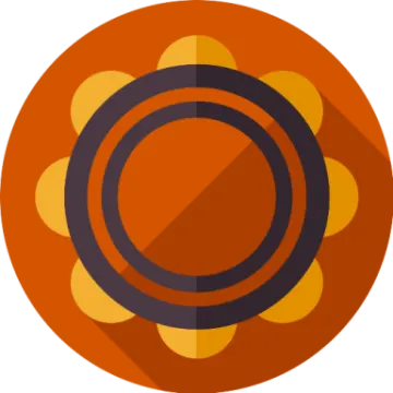 a circular icon with a long shadow