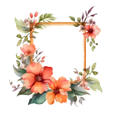 a watercolor floral frame with orange flowers