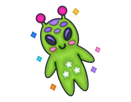 a green teddy bear with stars on it's back