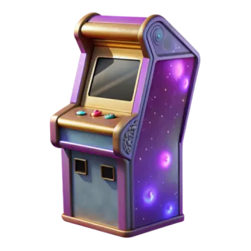 a purple and gold arcade machine
