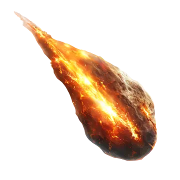 a large asteroid flying through the sky