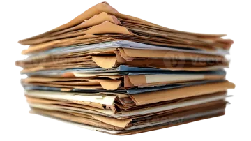 a stack of papers on a white background
