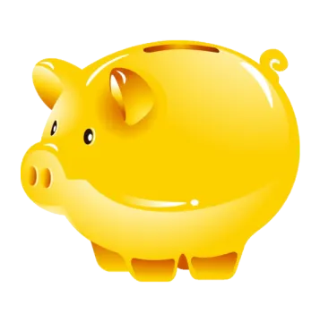 a yellow piggy on a white background