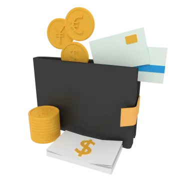 a folder filled with coins and papers