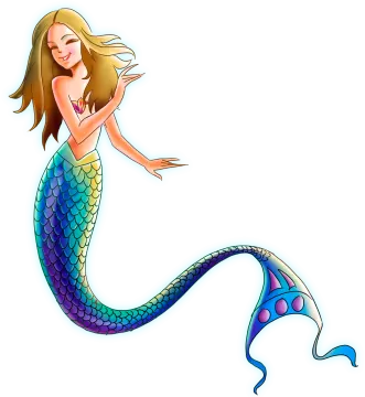 a mermaid with long hair and a blue tail