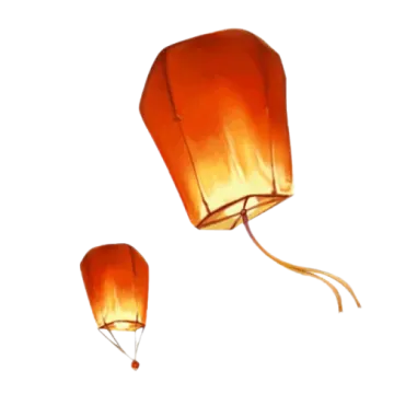 two orange paper lanterns on a white background